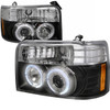 1992-1996 Ford F-150 F-250 F-350 Bronco Dual Halo Projector Headlights (Matte Black Housing/Clear Lens)