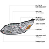 2012-2014 Ford Focus Projector Headlights w/ LED Light Strip & LED Turn Signal Lights (Chrome Housing/Clear Lens)