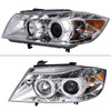 2006-2008 BMW E90 3 Series Sedan Dual Halo Projector Headlights w/ LED Light Strip (Chrome Housing/Clear Lens)