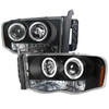 2002-2005 Dodge RAM 1500/ 2003-2005 RAM 2500 3500 Dual Halo Projector Headlights (Matte Black Housing/Clear Lens)