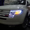 2007-2010 Ford Edge Halo Projector Headlights w/ LED Light Strip (Chrome Housing/Clear Lens)