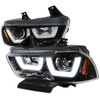 2011-2014 Dodge Charger Dual LED U-Bar Projector Headlights (Jet Black Housing/Clear Lens)
