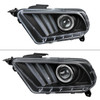 2010-2014 Ford Mustang Sequential LED Bar Projector Headlights w/ Sequential Turn Signal Lights (Matte Black Housing/Clear Lens)