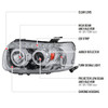 2005-2007 Ford Escape Dual Halo Projector Headlights w/ SMD LED Light Strip (Chrome Housing/Clear Lens)