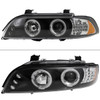 2001-2003 BMW E39 5 Series Dual Halo Projector Headlights w/ LED Turn Signal Lights (Matte Black Housing/Clear Lens)