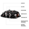 1996-1998 Honda Civic Dual Halo Projector Headlights (Matte Black Housing/Clear Lens)