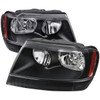 1999-2004 Jeep Grand Cherokee Factory Style Crystal Headlights w/ Amber Reflectors (Matte Black Housing/Clear Lens)