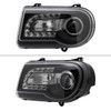 2005-2010 Chrysler 300 Projector Headlights w/ LED Light Strip (Matte Black Housing/Clear Lens)