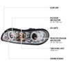 1997-2005 Chevrolet Malibu/ Oldsmobile Cutlass Dual Halo Projector Headlights (Chrome Housing/Clear Lens)