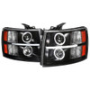 2007-2013 Chevrolet Silverado 1500/ 2007-2014 Silverado 2500HD 3500HD Dual Halo Projector w/ LED Light Bar Headlights (Matte Black Housing/Clear Lens)