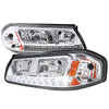 2000-2005 Chevrolet Impala Crystal Headlights w/ SMD LED Light Strip (Chrome Housing/Clear Lens)