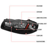 2000-2005 Chevrolet Impala Crystal Headlights w/ SMD LED Light Strip (Matte Black Housing/Clear Lens)