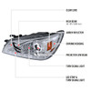 2001-2005 Lexus IS300 Projector Headlights w/ LED Light Strip & LED Turn Signal Lights (Chrome Housing/Clear Lens)