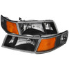 1998-2002 Mercury Grand Marquis Factory Style Crystal Headlights w/ Corner Signal Lights (Matte Black Housing/Clear Lens)