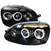 2006-2008 Volkswagen Golf Rabbit/ 2006-2010 Jetta Dual Halo Projector Headlights (Matte Black Housing/Smoked Lens)