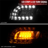 2005-2010 Chrysler 300 Base/LX/Touring Projector Headlights w/ LED Light Strip & LED Turn Signal Lights (Matte Black Housing/Clear Lens)