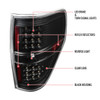 2009-2014 Ford F-150 LED Tail Lights - OZ (Matte Black Housing/Clear Lens)