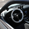 350mm White & Blue 2" Deep Dish Aluminum 3-Spoke Wooden Steering Wheel (Black)