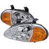 1993-1997 Honda Del Sol Crystal Headlights w/ Amber Reflector (Chrome Housing/Clear Lens)