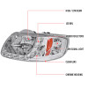 1997-2004 Ford F-150/Expedition Factory Style Crystal Headlights w/ SMD LED Light Strip (Chrome Housing/Clear Lens)