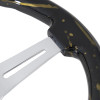 350mm Black & Gold Strips Style 2" Deep Dish Aluminum 3-Spoke Wooden Steering Wheel (Chrome)