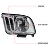 2005-2009 Ford Mustang Factory Style Headlights (Chrome Housing/Clear Lens)