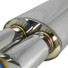 Universal DTM Style 2.5" Inlet/3" Outlet Stainless Steel Exhaust Muffler w/ Dual Burnt Tips