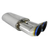 Universal DTM Style 2.5" Inlet/3" Outlet Stainless Steel Exhaust Muffler w/ Dual Burnt Tips