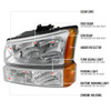 2002-2006 Chevrolet Avalanche/ 2003-2007 Silverado Factory Style Headlights w/ Bumper Lights (Chrome Housing/Clear Lens)