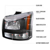 2002-2006 Chevrolet Avalanche/ 2003-2007 Silverado 1PC Factory Style Headlights w/ Bumper Lights (Matte Black Housing/Clear Lens)