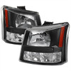 2002-2006 Chevrolet Avalanche/ 2003-2007 Silverado 1PC Factory Style Headlights w/ Bumper Lights (Matte Black Housing/Clear Lens)