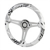 350mm Black & White Style 2" Deep Dish Aluminum 3-Spoke Wooden Steering Wheel (Chrome)