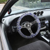 350mm Blue & White Oriental Porcelain Pattern Style 2" Deep Dish Aluminum 3-Spoke Wooden Steering Wheel (Chrome)