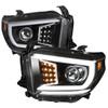 2014-2021 Toyota Tundra LED C-Bar Projector Headlights w/ LED Turn Signal Lights  (Glossy Black Housing/Clear Lens)