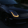 2003-2007 Infiniti G35 Coupe LED Bar Projector Headlights w/ Sequential Turn Signals (Black Housing/Smoke Lens)