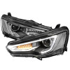 2008-2017 Mitsubishi Lancer/EVO X Projector Headlights w/ LED Strip & Sequential LED Turn Signal Lights (Black Housing/Clear Lens)