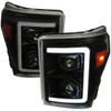 2011-2016 Ford F-250 F-350 F-450 F-550 Switchback Sequential LED C-Bar Projector Headlights (Black Housing/Smoke Lens)