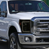 2011-2016 Ford F-250 F-350 F-450 F-550 Switchback Sequential LED C-Bar Projector Headlights (Black Housing/Smoked Lens)