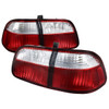 1999-2000 Honda Civic Sedan Tail Lights (Chrome Housing/Red Clear Lens)