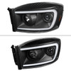 2006-2008 Dodge RAM 1500/ 2006-2009 2500 3500 Switchback LED C-Bar Projector Headlights (Matte Black Housing/Clear Lens)