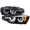 2012-2015 F30 3 Series Sedan Dual U-Bar Projector Headlights w/ LED Turn Signal Lights (Jet Black Housing/Clear Lens)