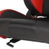 Fully Reclinable Black & Red PVC Leather Carbon Fiber Style Bucket Racing Seat w/ Sliders - Passenger Side Only