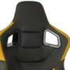 Fully Reclinable Black & Yellow PVC Leather Carbon Fiber Style Bucket Racing Seat w/ Sliders - Driver Side Only