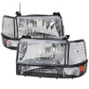 1992-1996 Ford F-150/F-250/F-350/Bronco Factory Style Headlights w/ Bumper & Corner Lights (Chrome Housing/Clear Lens)