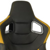 Fully Reclinable Black & Yellow PVC Leather Carbon Fiber Style Bucket Racing Seat w/ Sliders - Passenger Side Only