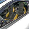 Fully Reclinable Black & Yellow PVC Leather Carbon Fiber Style Bucket Racing Seat w/ Sliders - Passenger Side Only