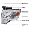 2009-2014 Ford F-150 LED Tube Factory Style Headlights (Chrome Housing/Clear Lens)