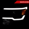 2009-2014 Ford F-150 LED Strip Projector Headlights (Matte Black Housing/Clear Lens)