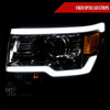 2009-2014 Ford F-150 LED Strip Projector Headlights (Chrome Housing/Clear Lens)