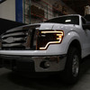 2009-2014 Ford F-150 Switchback Sequential LED Turn Signal Projector Headlights (Matte Black Housing/Smoke Lens)